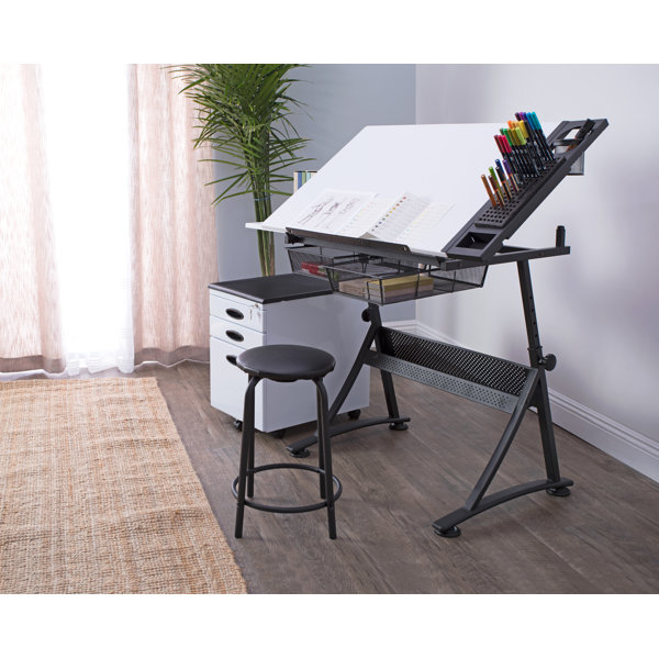 Inbox Zero Crase Height Adjustable Drafting Table and Chair Set & Reviews Wayfair